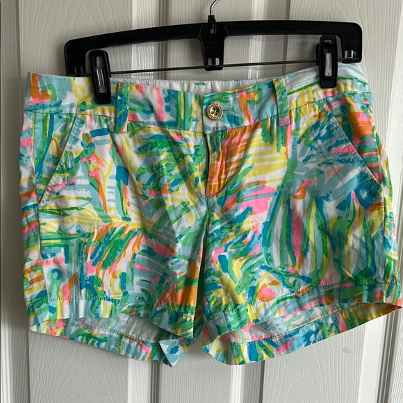 Lilly Pulitzer Pants - Lilly Pulitzer Tropical Print Cotton Shorts - Aqua, Pink, Yellow, Green
